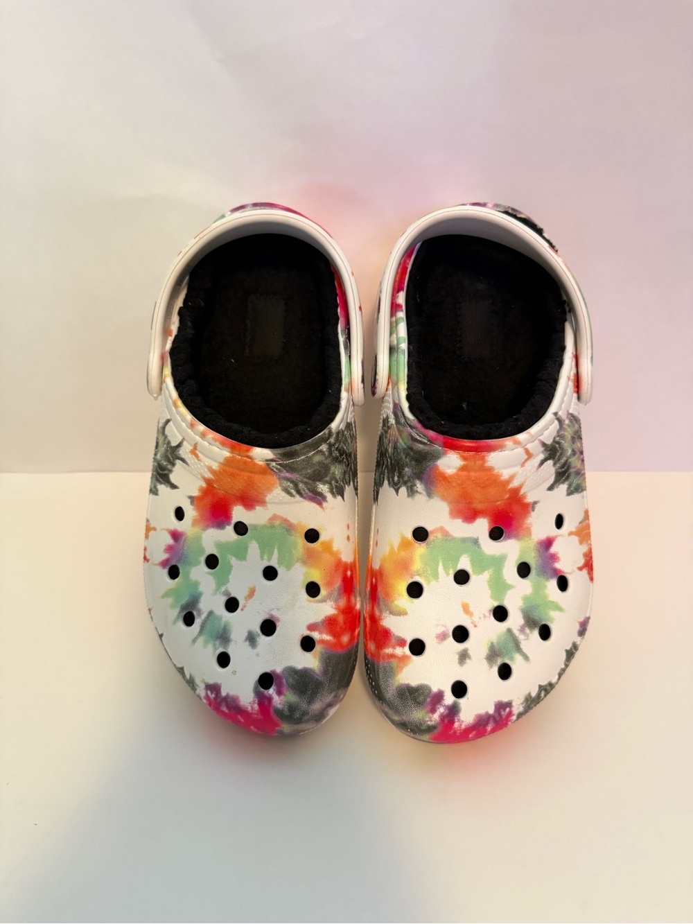Crocs Multicolor Paint Splatter Lined Slip On Clogs Womens Sz 7 NWOT View 4